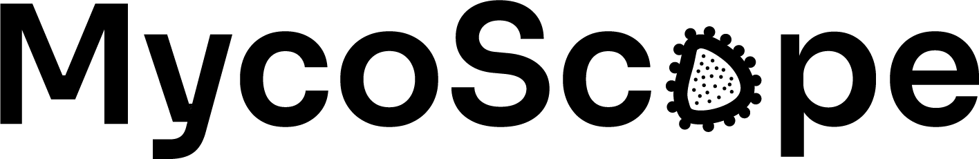 MycoScope logo design with modern typography and scientific aesthetic